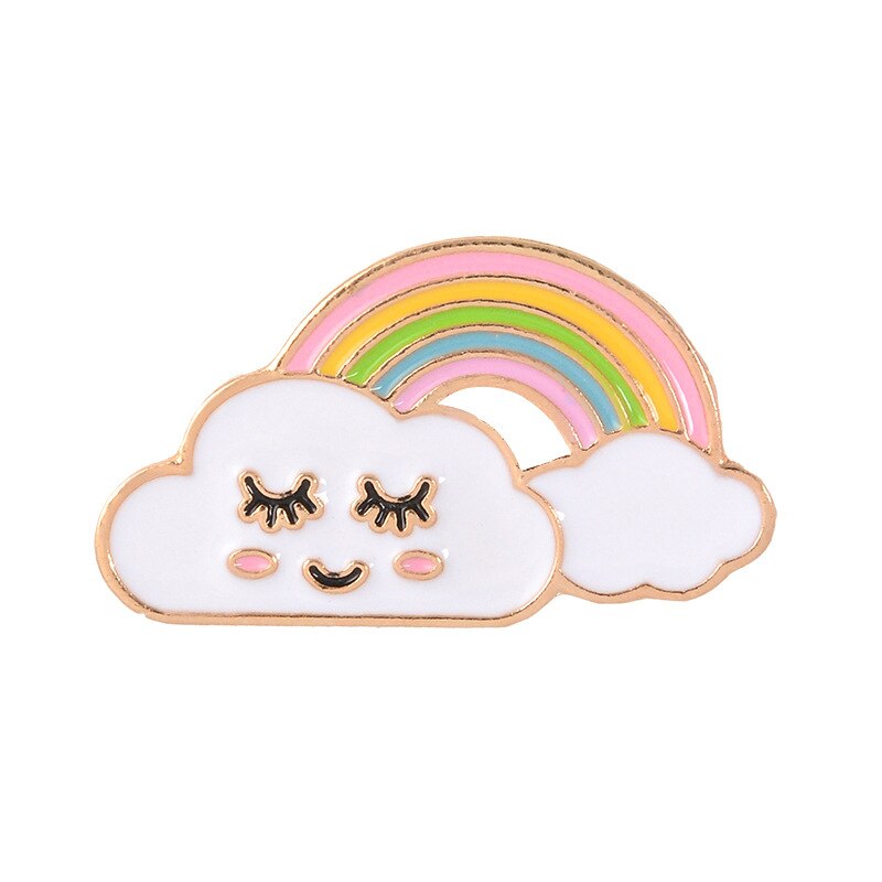 1 Stuk Leuke Cartoon Badge Regenboog Corsage Set Rainbow Cloud Geschilderd Metalen Broche Zak Jas Decoratie Broche Badge Revers Pin: 7