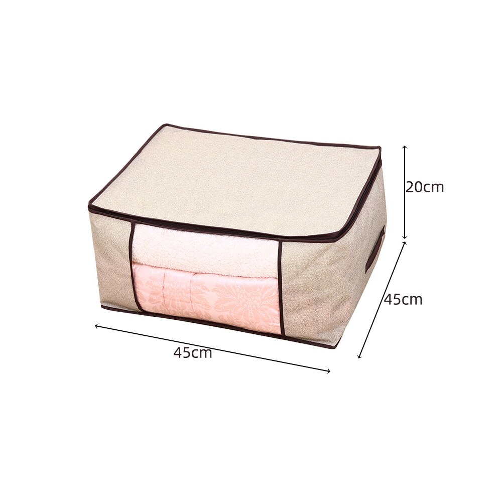 Niet Geweven Stof Opbergdoos Vouwen Opbergtas Clear Window Rits Organizer met Handvat voor Quilt Kleding Met Handvatten: B5 45x45x20cm