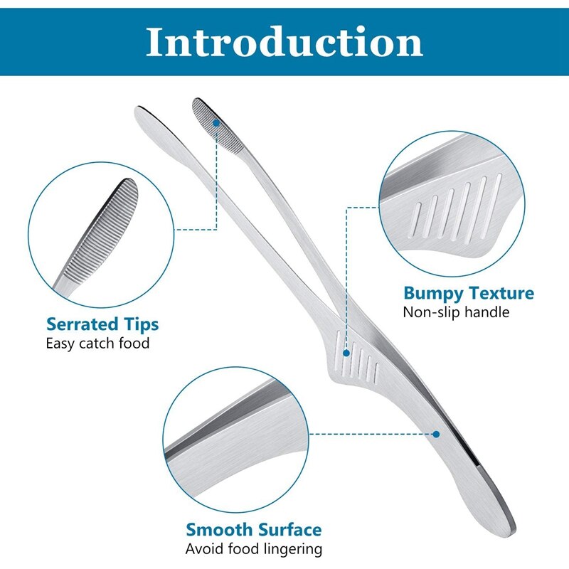 Grill Tongs BBQ Tongs Kitchen Tongs for Cooking Small Oven Serving Tong with Support Stand Self-Standing Tongs