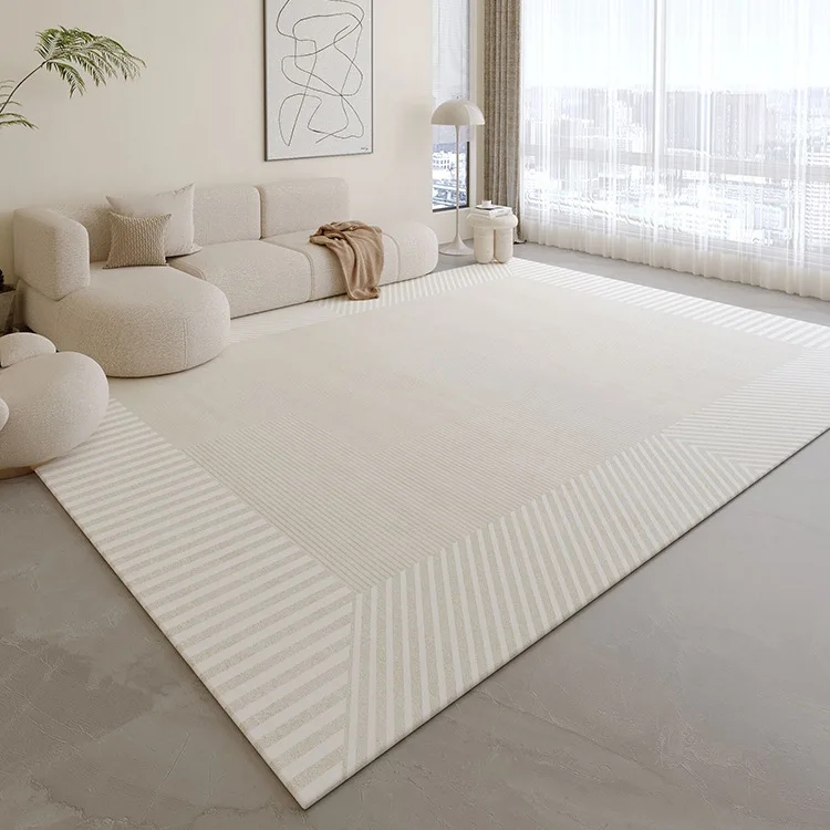 Teppich für cremefarben, minimalistisch, gestreift, Beige, große Wohnzimmerteppiche, bequemer Schlafzimmerteppich, Sofa, Tisch, rutschfest: 1400mm x 2000mm / Lila