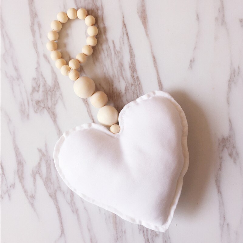 Lovely Wooden Beads Cotton Star Moon Heart Shaped Wall Decoration Ornaments for Kids Baby Bedroom Home Nursery Decor: B