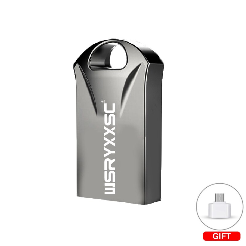 Wsryxxsc super mini usb flash drive metallo impermeabile flash drive 64gb 32gb 16gb 8gb 4gb ad alta velocità usb flash con adattatore libero: 64GB / black