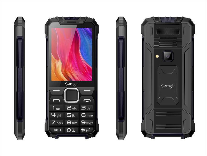 Samgle  f6 iron wcdma 3g 2.8 inch kleurenscherm feature phone snelkeuze whatsapp twitter groot toetsenbord robuuste mobiele telefoon: Voeg 16g tf-kaarten toe / Blauw