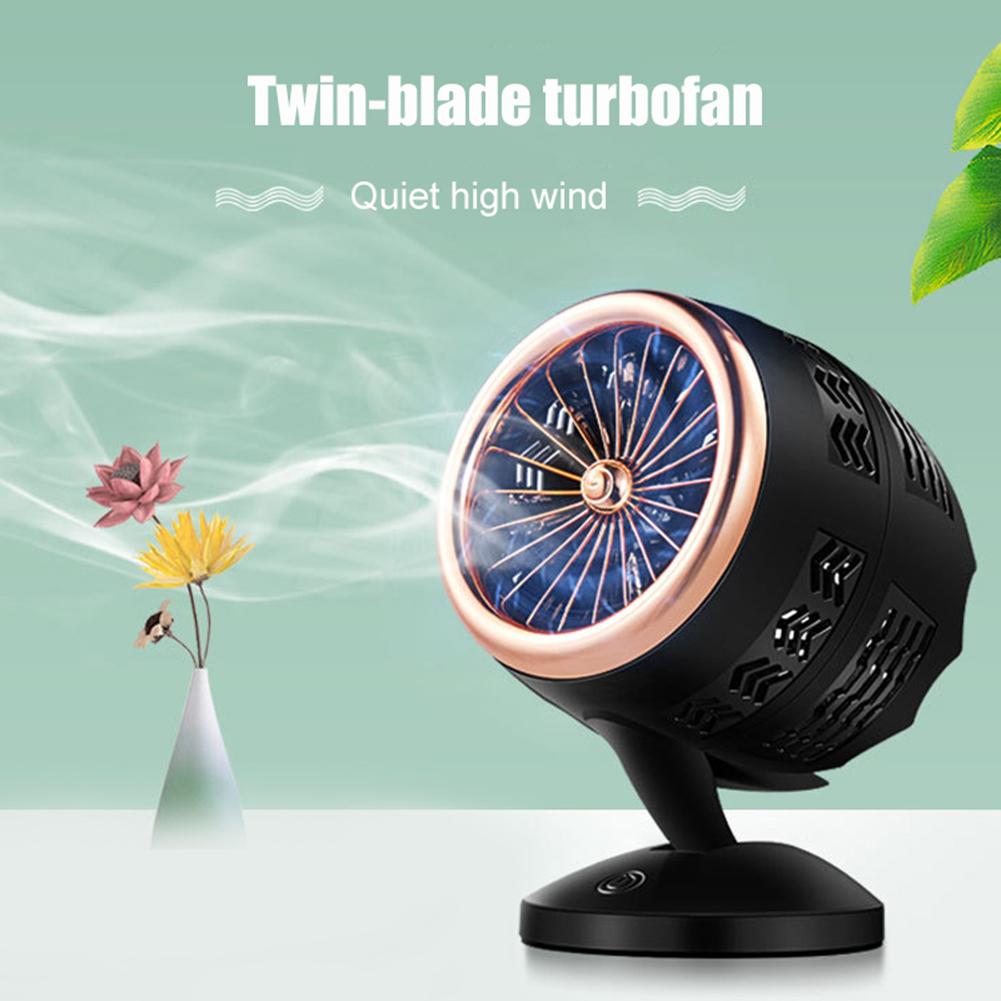 Draagbare Roterende Usb Opgeladen Turbine Convectie Circulerende Lucht Koeler Zomer Fan Mini Draagbare Airconditioner