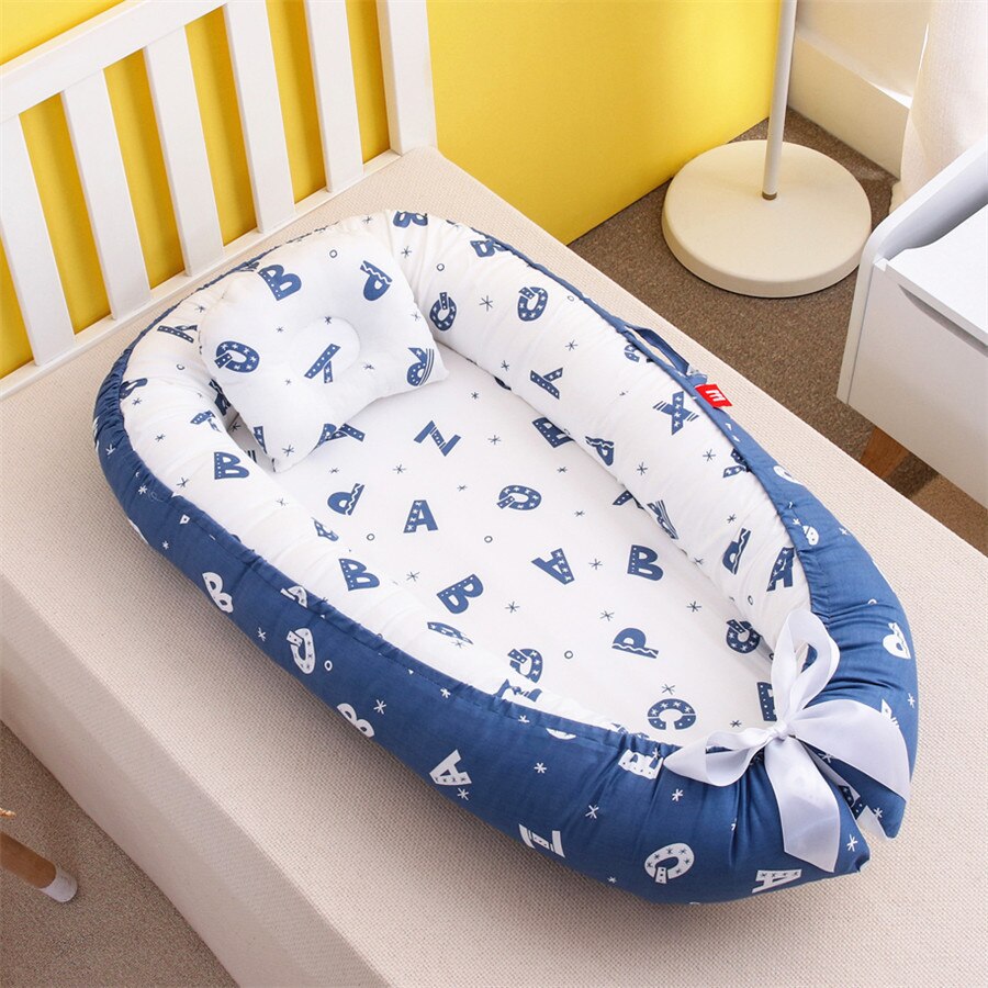 Mini berceau nordique Portable pour -né, impression de dessins animés, barrières de sommeil confortables dans le berceau pour Protection latérale, lit d&#39;enfant: 12
