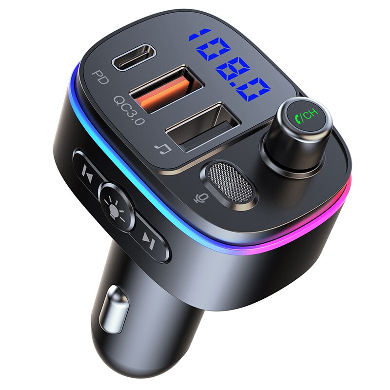 FM Transmitter Bluetooth 5.0 Adapter Colorful Car Mp3 Player Handsfree ...