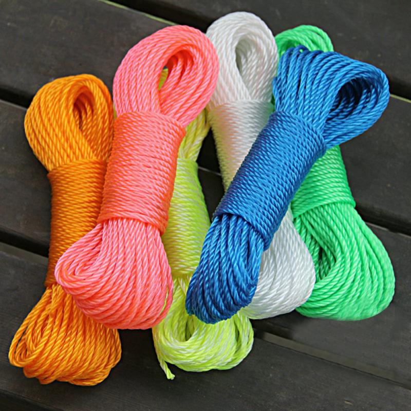 10m/20m Clotheslines Long Colored Nylon Rope Climbing Traction Tying Shade Net Rope Clothesline Garden Supplies