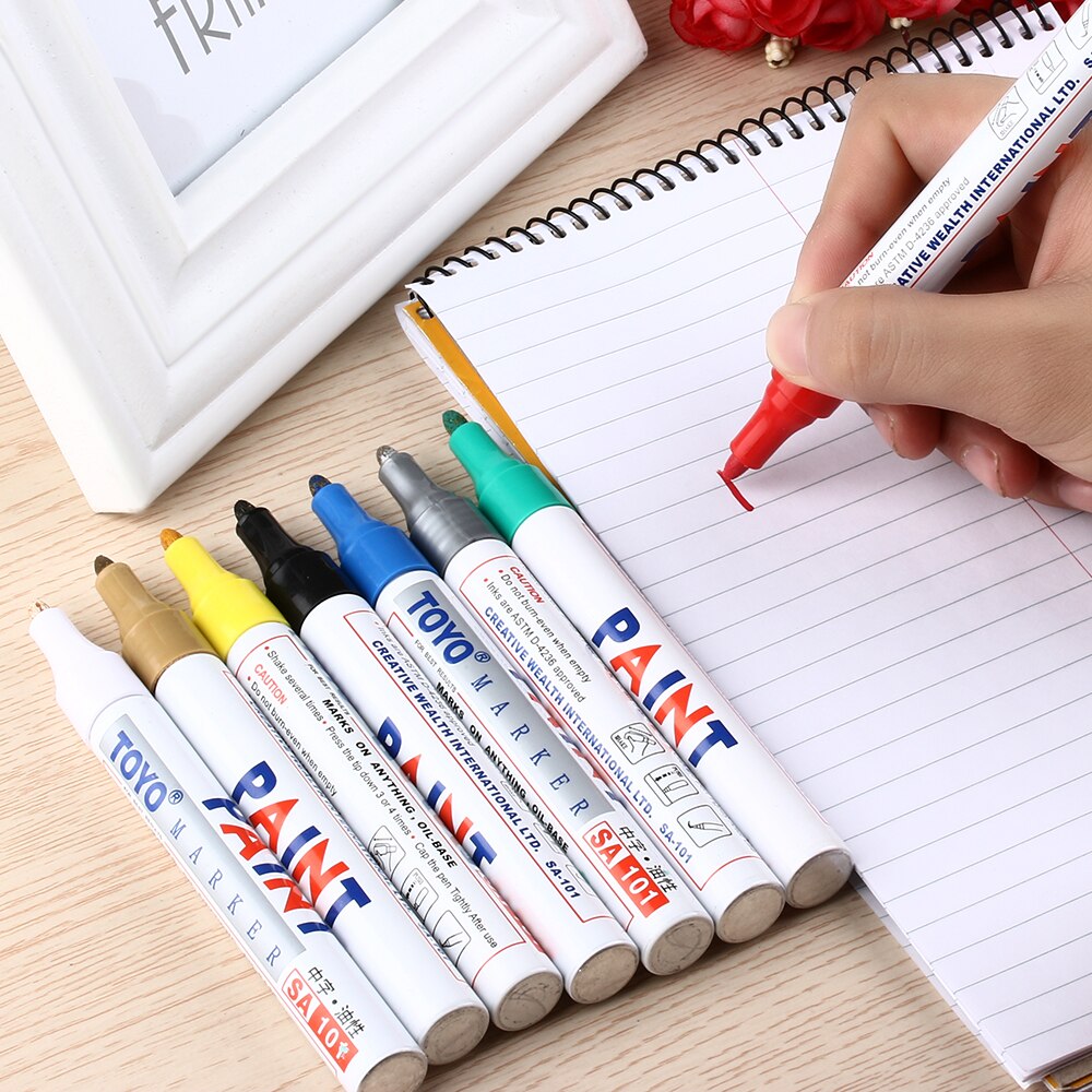 Tire Rubber Metal Glass Wood Stone Waterproof Oil Pen Colourful Oily Marker Paint Pen School Stationery Office Supplies