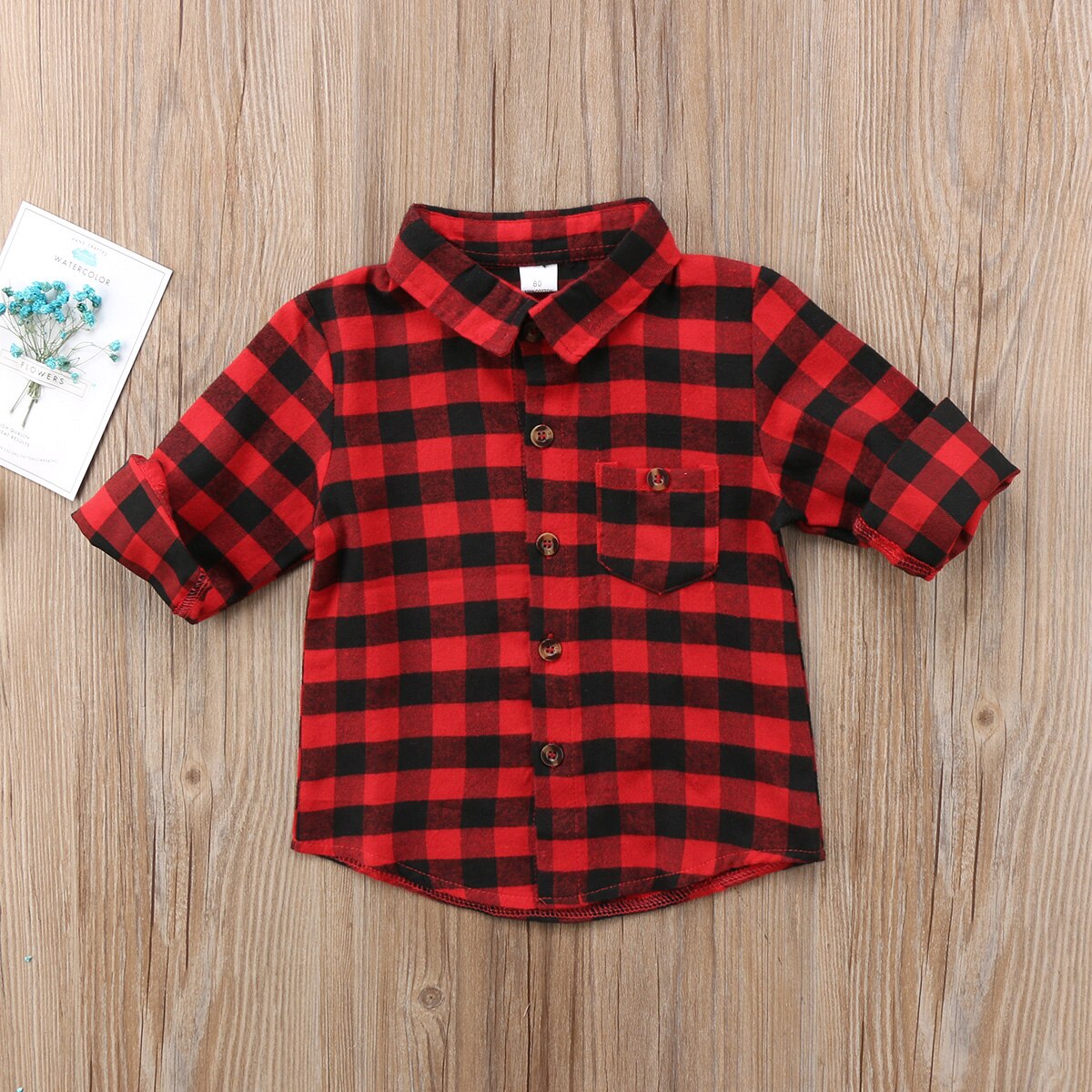 Chemise à carreaux noir & rouge | Chemise à manches longues pour garçons et enfants, pull et hauts taille 2-7T