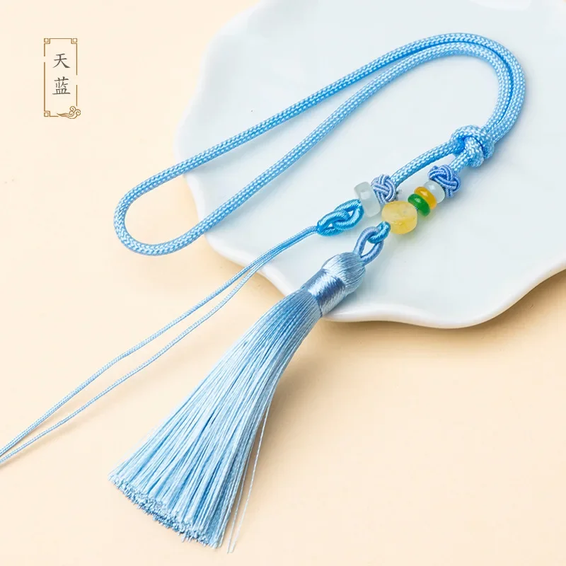 Hermosas borlas, flecos de hilo de poliéster, colgantes decorativos, adornos artesanales, llavero DIY, accesorios de cortina: Violeta grisáceo
