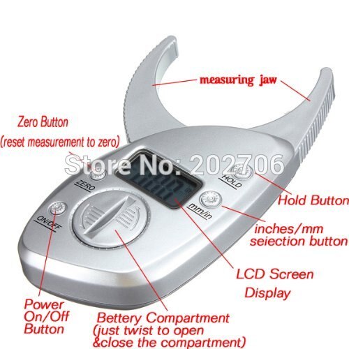5pcs/lot! Factory outlet Digital LCD Body Fat Caliper Skin Fold caliper fat Measurement Thickness 50mm 2inch Range