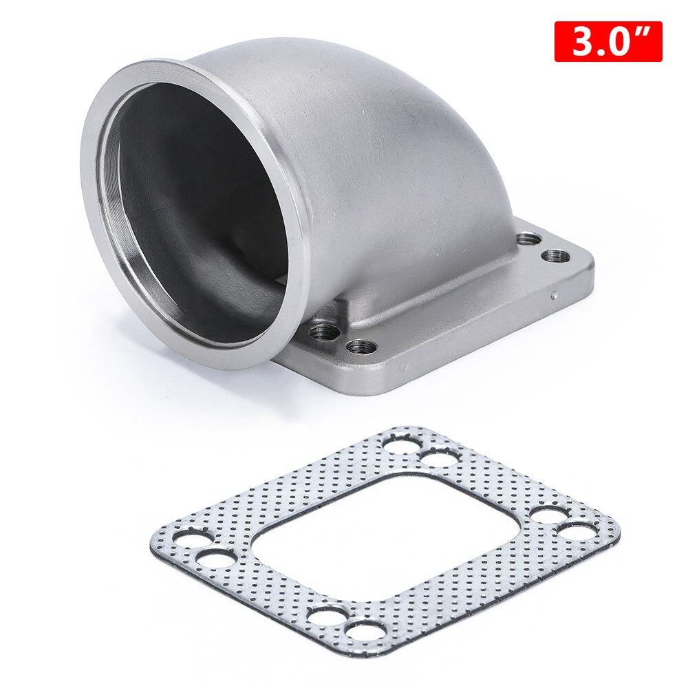 WLR - 2.5&quot; 3.0&quot; 3.5&quot; Vband 90 Degree Cast Turbo Elbow Adapter Flange 304 Stainless Steel For T3 T4 Turbocharger: 3.0 with gasket