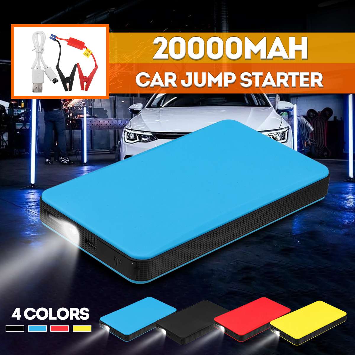 Batterie Portable, chargeur de batterie 12V, 20000mAh, pour démarrage d'urgence de voiture, chargeur batterie externe mAh