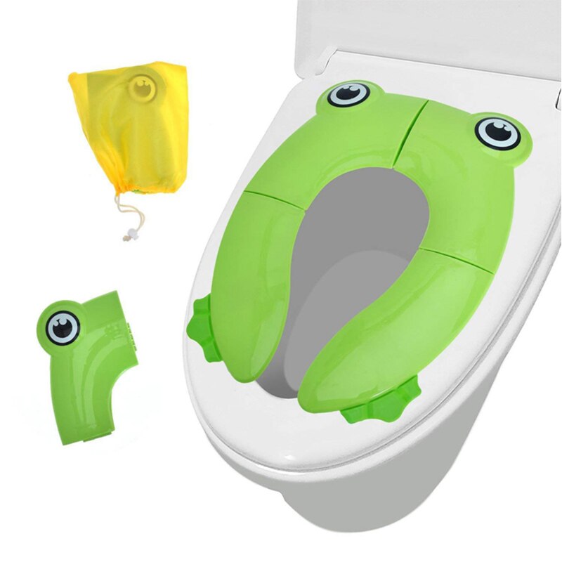 Leuke Kikker Opvouwbare Draagbare Reizen Plastic Baby Toiletbril Thuis Hotel Zindelijkheidstraining Seat Voor Kinderen Peuter Pot Stoel Pad /Mat