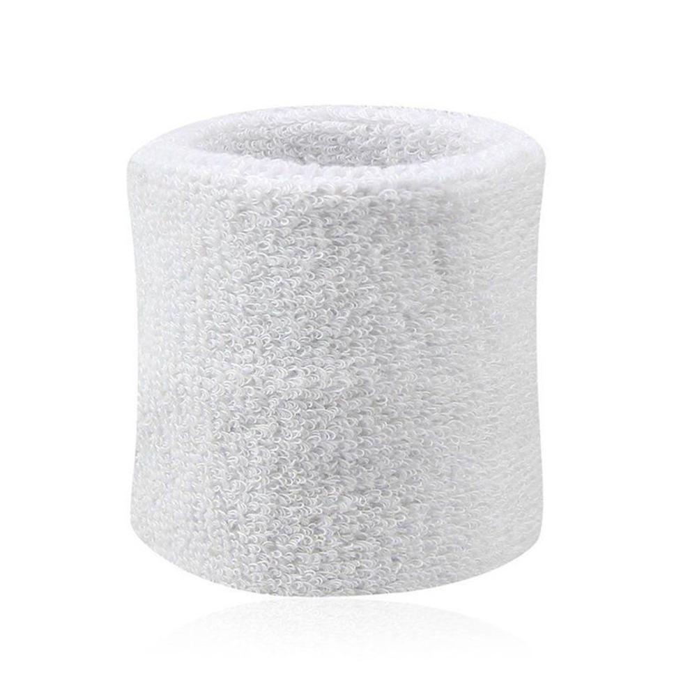 2PCS Colorful Cotton Unisex Sport Sweatband Wristband Wrist Protector Running Badminton Basketball Brace Terry Cloth Sweat Band: White