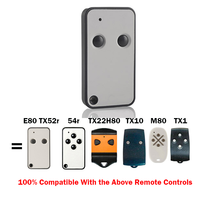 Control remoto para puerta de garaje ROGER E80 TX52R TX54R H80 M80 TX1 TX10 TX22 de 433 MHz. Comandos de control para puerta corrediza.