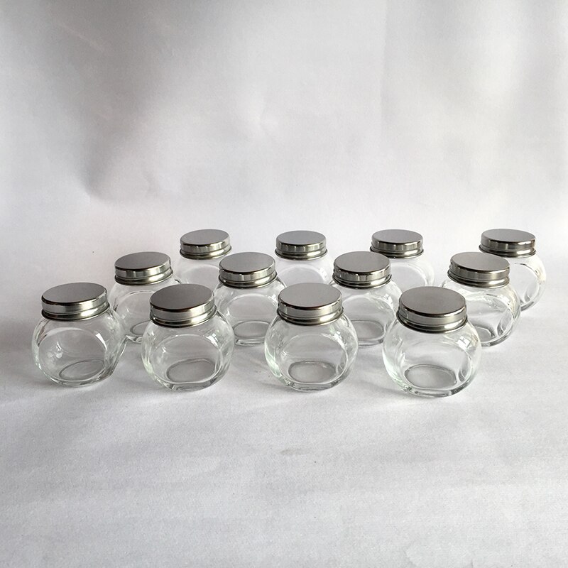 2oz mini-glasmurer krukker med sølv låg, brug til mad / krydderi / bryllup slik og andre emner pakket  by 12 stk /24 stk /48 stk