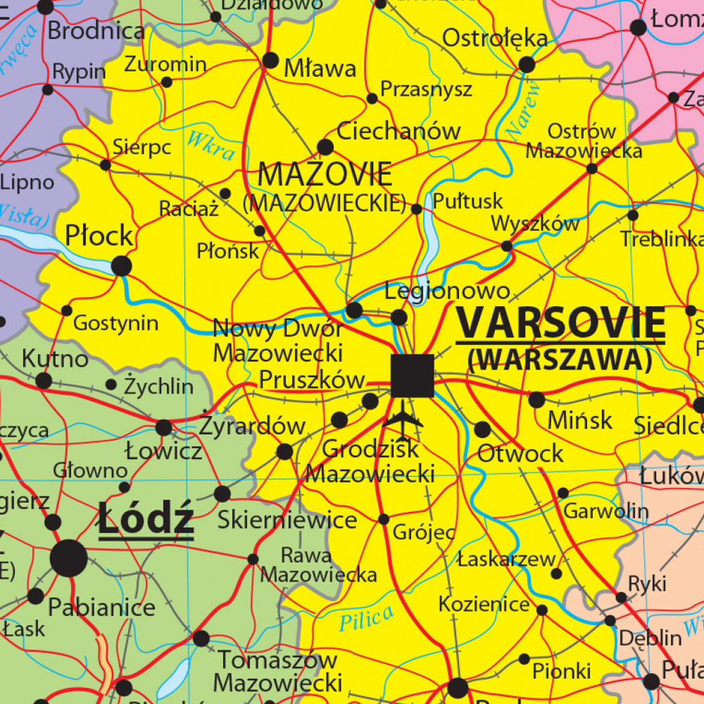 59*42cm Transportation Map of The Poland Wall Map In French Small Poster Canvas Painting Travel School Supplies Home Decor