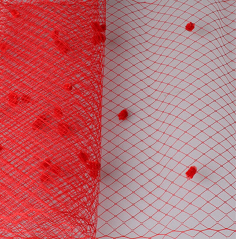 Velo de rejilla rojo de 5 yardas por lote con punto de 45CM de ancho, Red de velos rusos, velos de lunares para boda, accesorios para fascinator LDV020