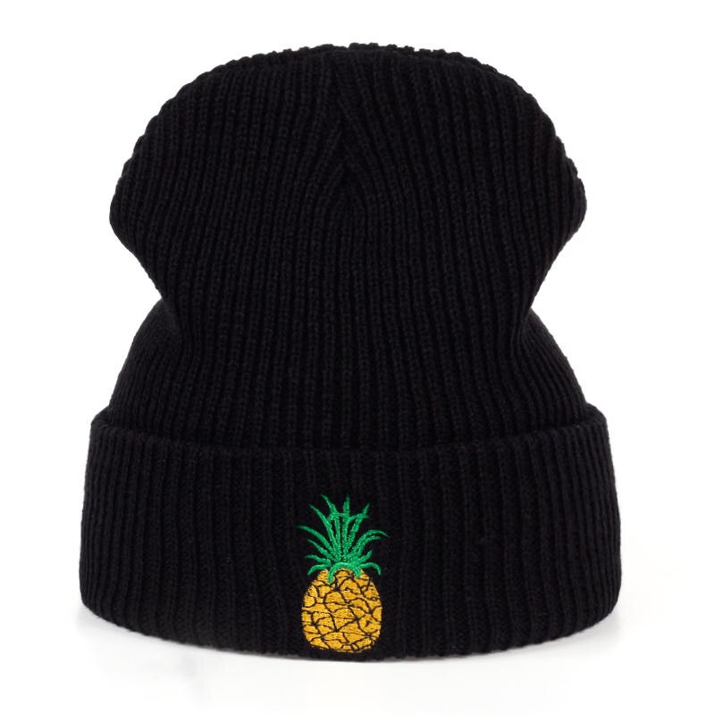 Voron ananas vinterhue kvinde unisex strikket skullies strik casual hat til mænd kvinder sort pink varm efterårs hue: Sort