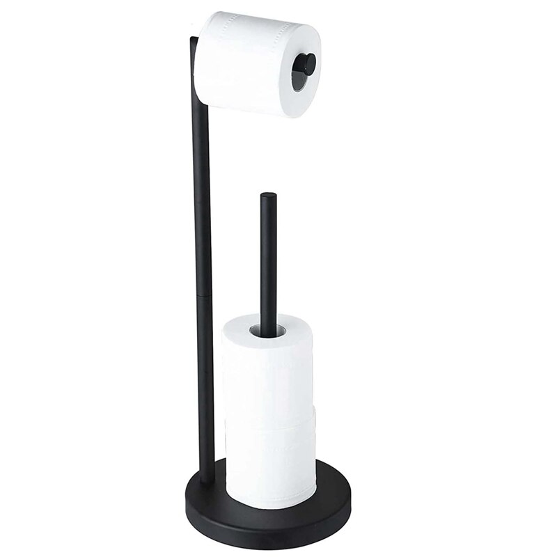 Freestanding Toilet Paper Holder Stand with Reserve, Stainless Steel Tissue Holder, Toilet Paper Stand for Bathroom: black