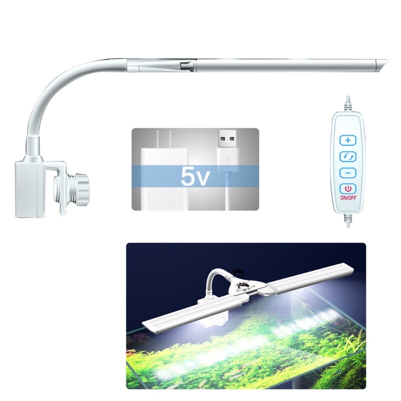 Adjustable Fish Tank Four-Row Light LED Aquarium Clip-on Lighting Lamp 100V-240V W0YF: US Plug Style A