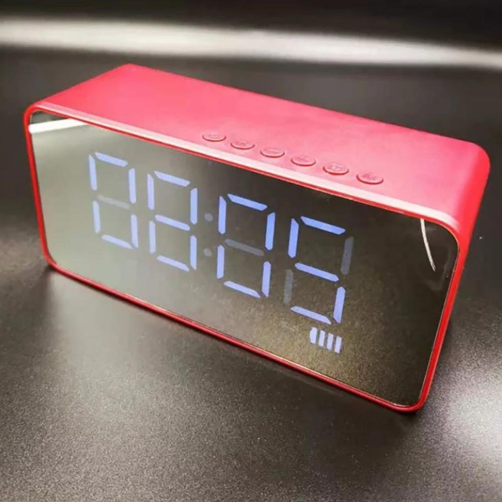 Home Alarm Clock Wireless Bluetooth Stereo Clock Card Portable Mirror Small Speaker USB Charge TF Card AUX Playing FM Radio CD