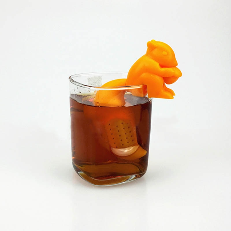 Silicone Tea Strainer cute Squirrel Shape Tea Infuser Reusable Herbal Spice Filter Brewing Tea Device kitchen teapot Accessories
