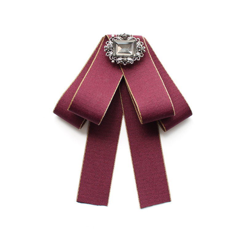 Corbata de lazo de cristal para mujer, corbatas de tela de estilo británico, Retro, arte de tela, Tops, blusa, camisa, accesorios, novedad