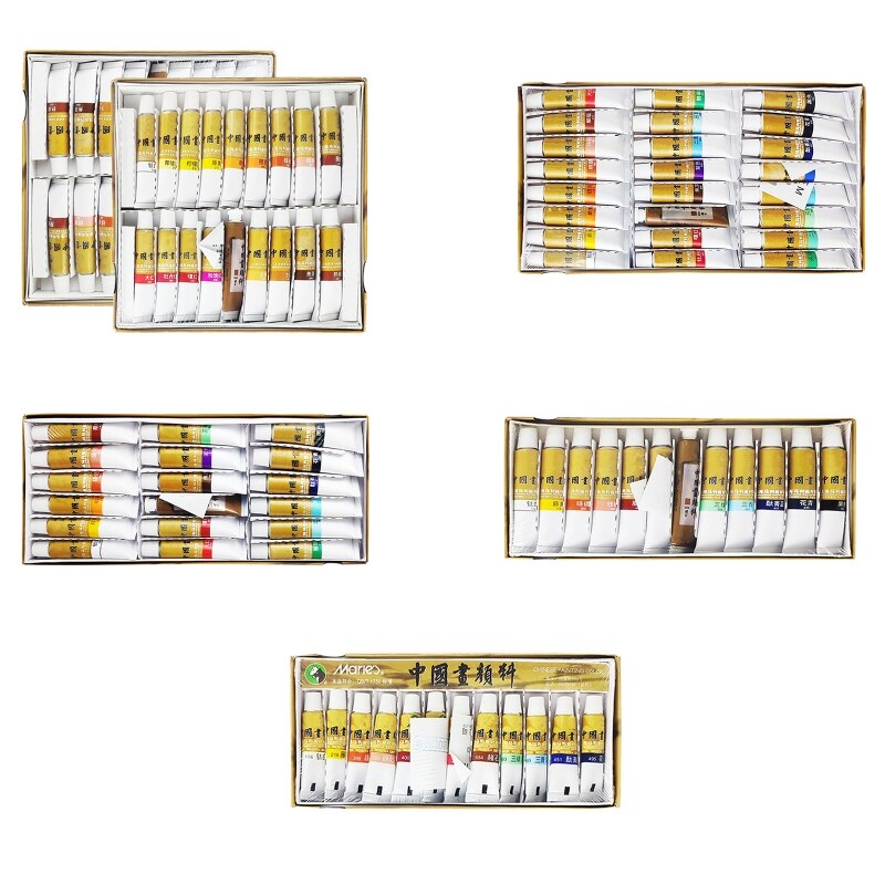 12/18/24/36 farver 5/12ml kinesisk maleri pigment akvarel maling sæt maleri tegneværktøjer til kunstnerstuderende kunstforsyninger