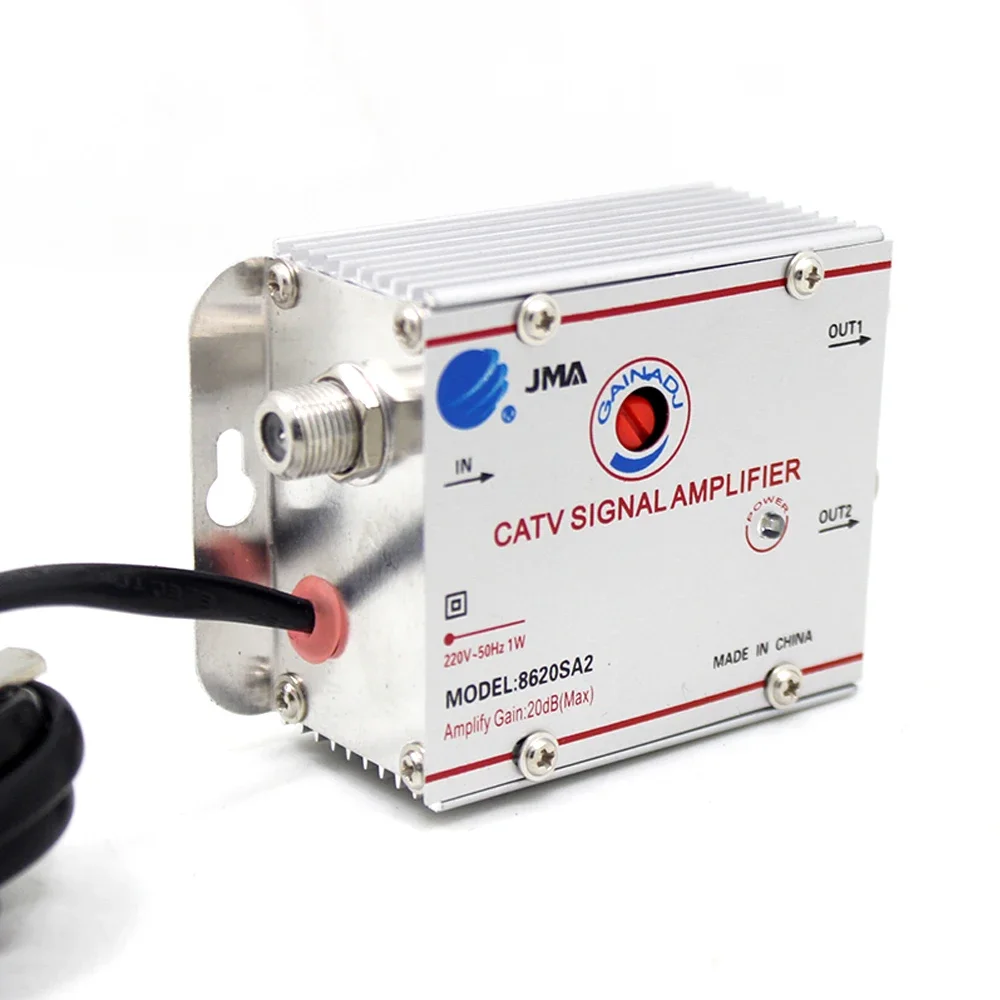 Cable TV Splitter Amplifier 20dB Digital TV Antenna Signal Booster Home TV Equipment 45Mhz to 860MHz Adjust 1 In 2/3/4/6/8 Out