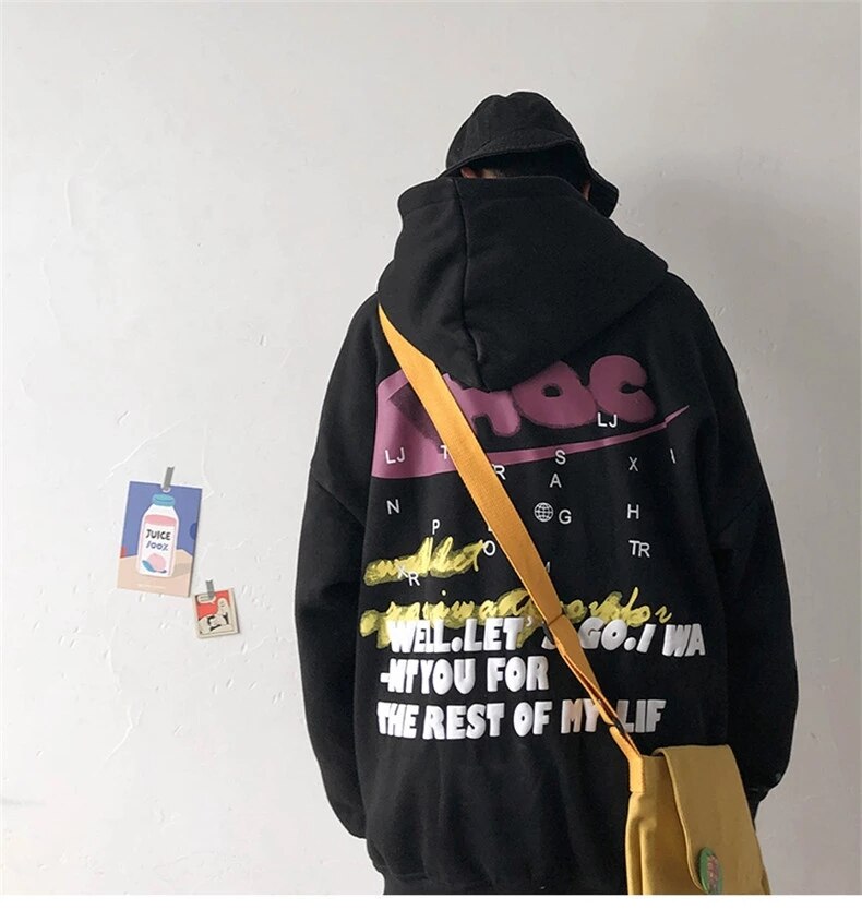 Ropa informal estilo Hip Hop para hombre, sudadera informal holgado de talla grande, sudadera con capucha con estampado de personalidad
