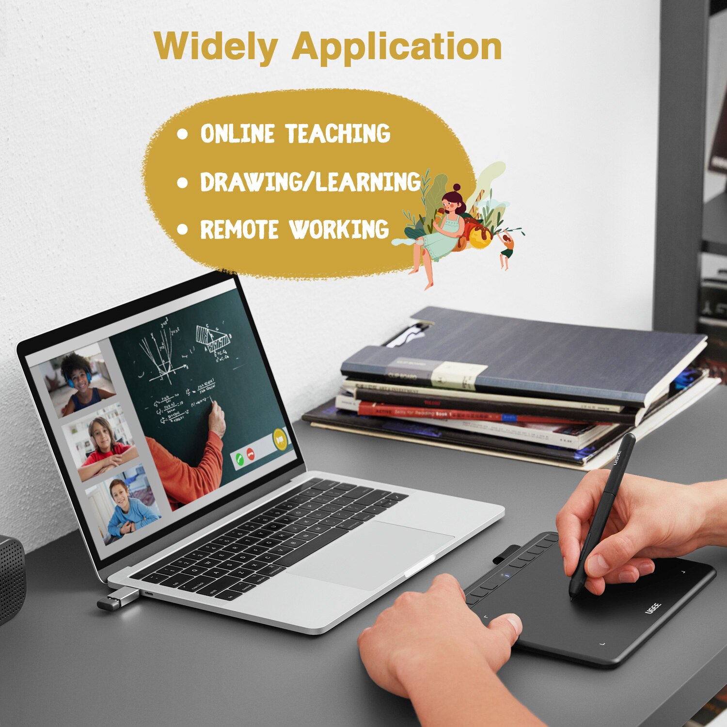 UGEE – tablette graphique sans fil S640/S640W, 8192 niveaux, 5080LPI, avec stylet numérique, sans batterie, pour MAC/Android/Windows