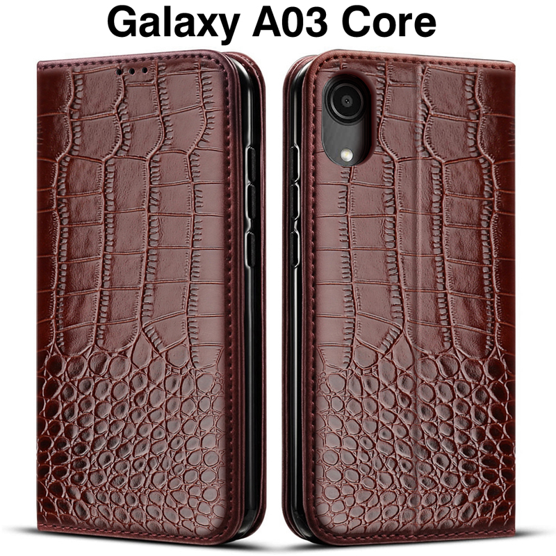 Custodia in pelle Flip book di lusso per Samsung Galaxy A03 Core Cover custodia Samsung A03 Core per Galaxy A 03 Core Cover morbida in TPU: Deep Brown