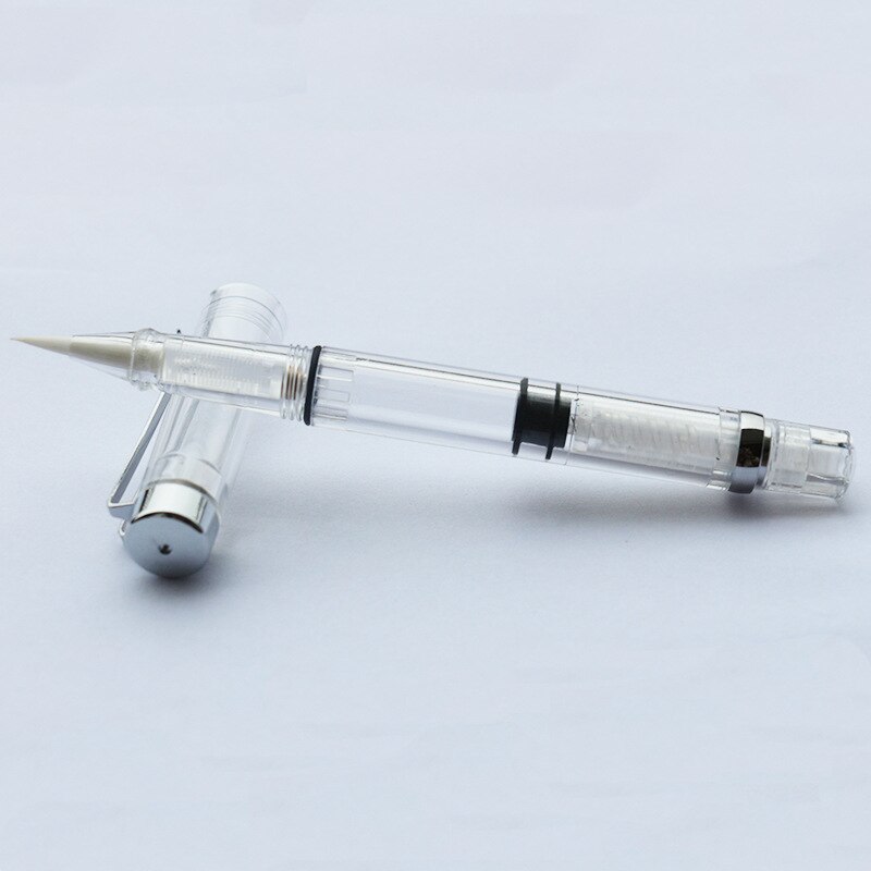 Pluma de pincel transparente estilo fuente para niños, pluma de acuarela de tinta rellenable para pintar, dibujo y caligrafía, artículos de dibujo artístico: Transparent