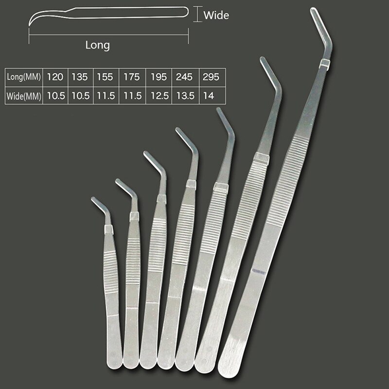 1set Multi-popuse Stainless Steel Tweezers High-precision Household Extension Long Electronic Repair Food Tweezers