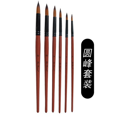 6 unids/set pincel acuarelas pinturas al óleo gancho plano/redondo/inclinado de nailon para el pelo Diy pluma de acuarela para artistas pintores principiantes: C