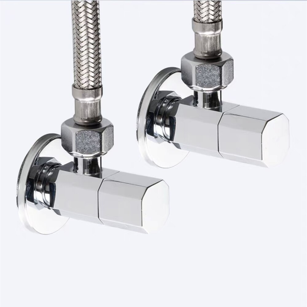 LIUYUE Bathroom Water Valve Chrome Brass Angle Valve Converter Standard G1/2 Toilet Angle Valve Shower Head Connector Hardware