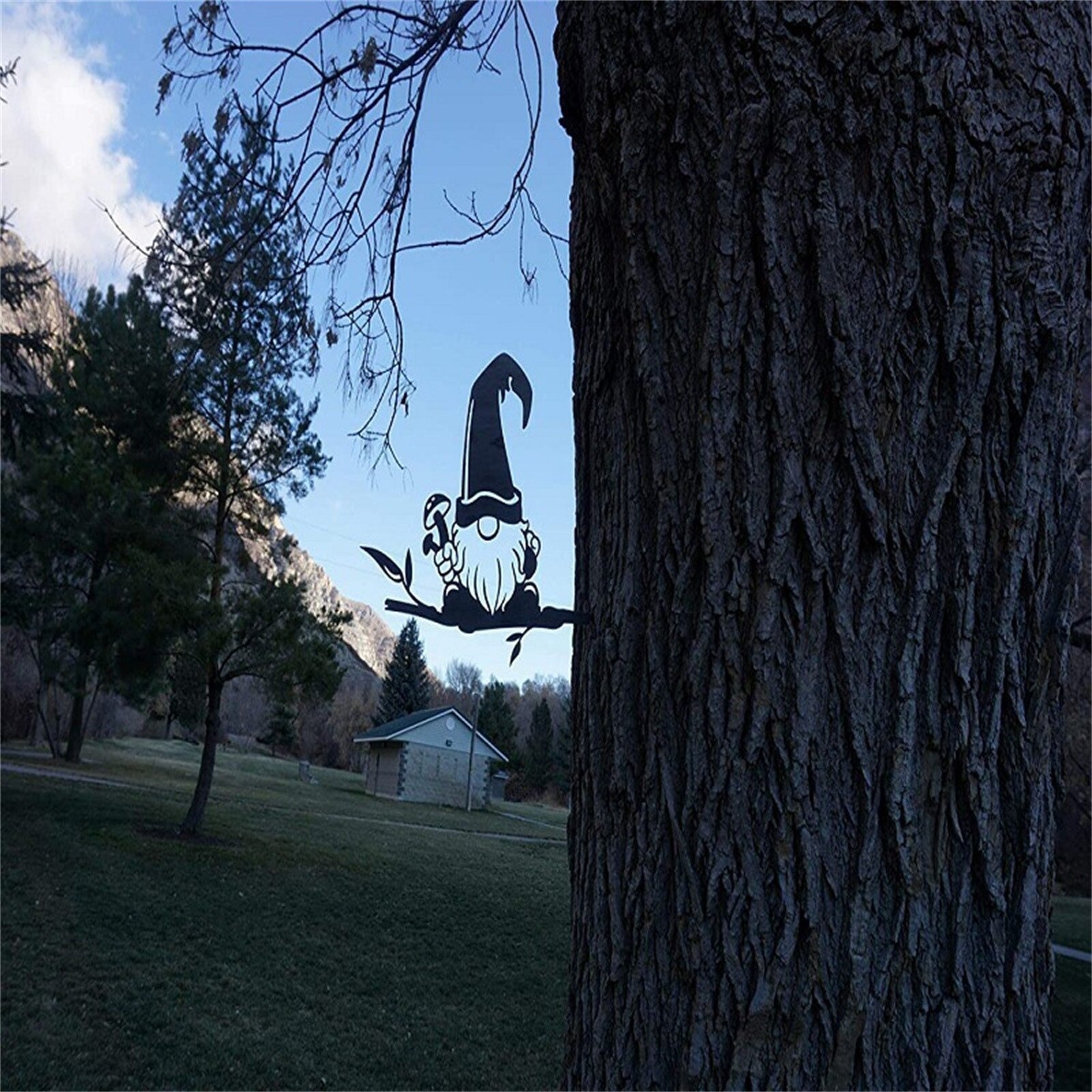 40# Garden Santa Claus Sculptures Outdoor Art Garden Branch Decoration Backyard Metal Elves Deco Gorgeous Garden Accessory