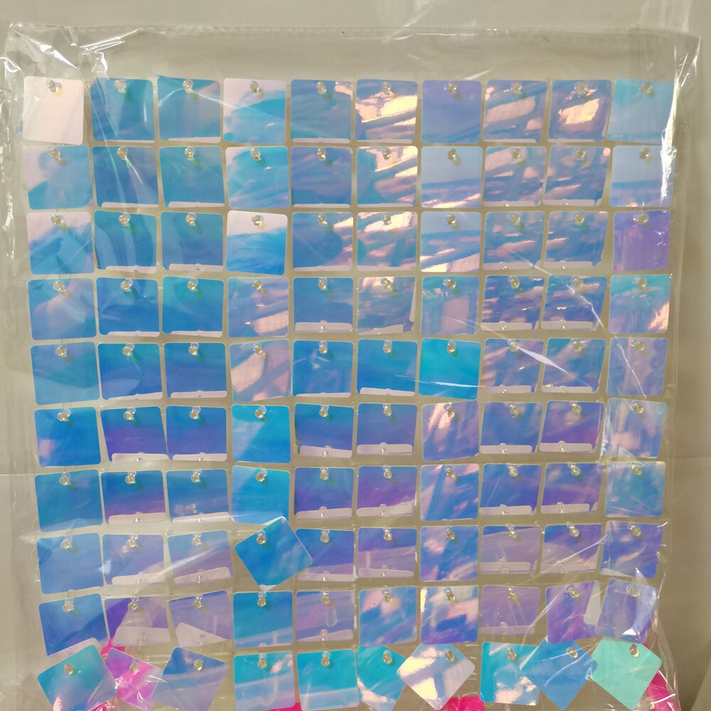Panel de fondo de pared con lentejuelas brillantes, 1 pieza, espejo dorado brillante, decoración de cumpleaños, Año y boda: golden blue