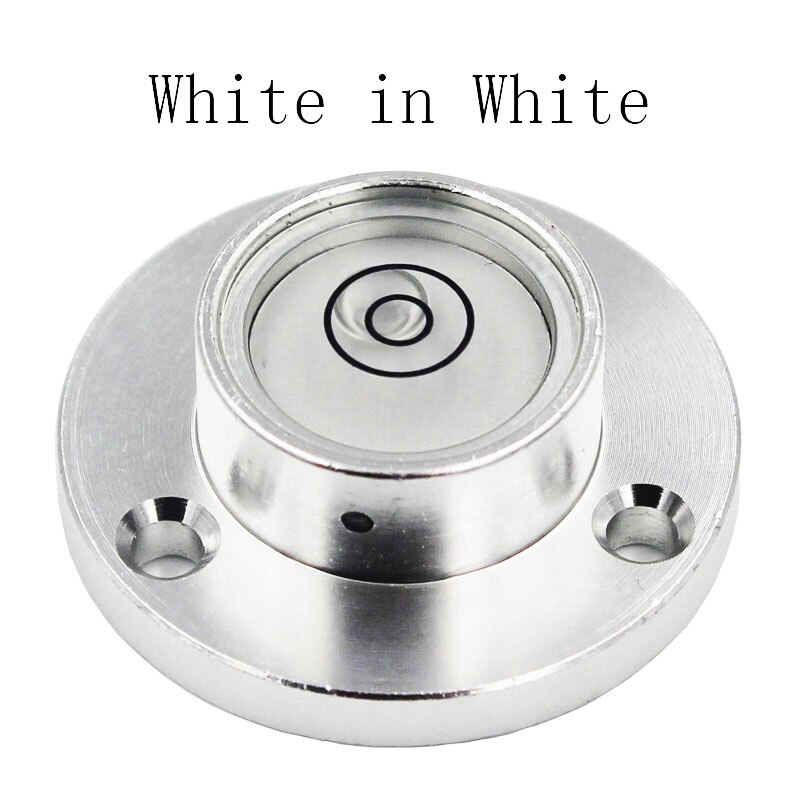 Universal Round Spirit Level Bubble Bead Metal Glass Inclinometer with Installation Base Diameter 34mm 1PCS: White-in-White