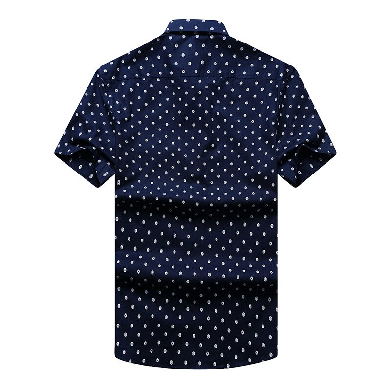 Smart Casual Elegante Plain Homens Coube a Camisa Moda Polka Dot Vestido de Camisa Turn-down Collar Camisa de Manga Curta de Verão masculina
