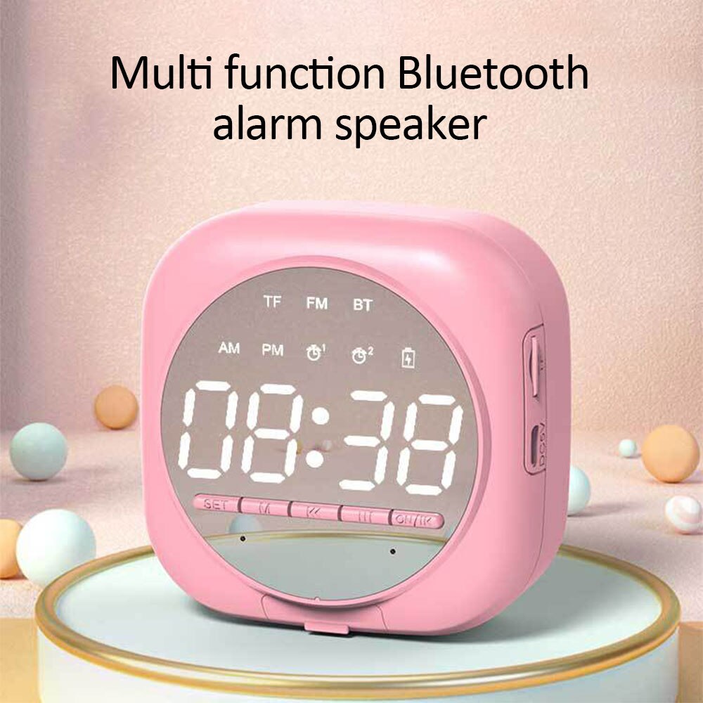 Multifunction Alarm Clock Bluetooth Speaker With FM Radio LED Snooze Wireless Subwoofer Music Player Table Clock Phone Stand