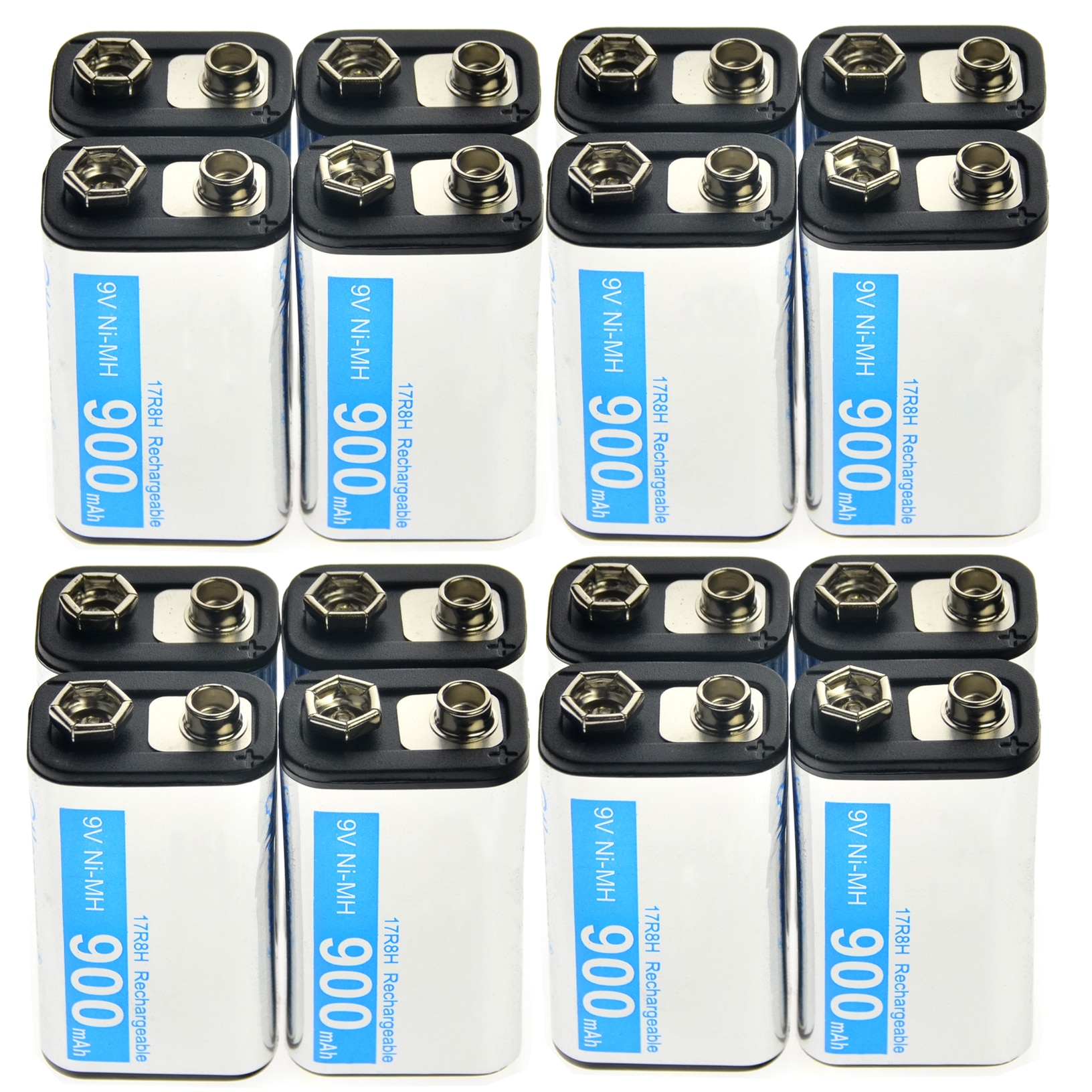 2-24pcs 9V 900mAh Rechargeable Cell Durable Battery PPS Black NiMh block Power