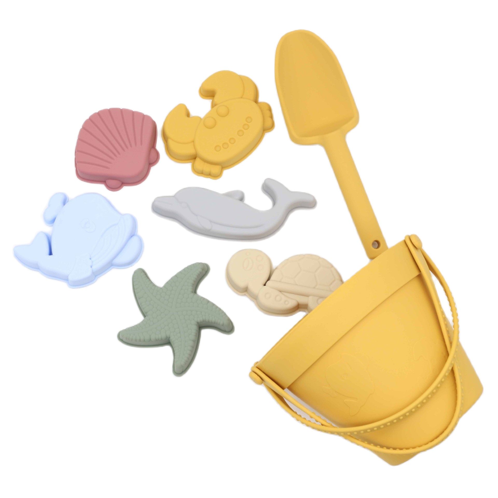 Jouets de plage en Silicone pour enfants, ensemble d&#39;outils de moulage de sable, jeu d&#39;eau d&#39;été pour bébé, jeu amusant, moule Animal mignon, jouet de bain de natation pour enfants: Yellow