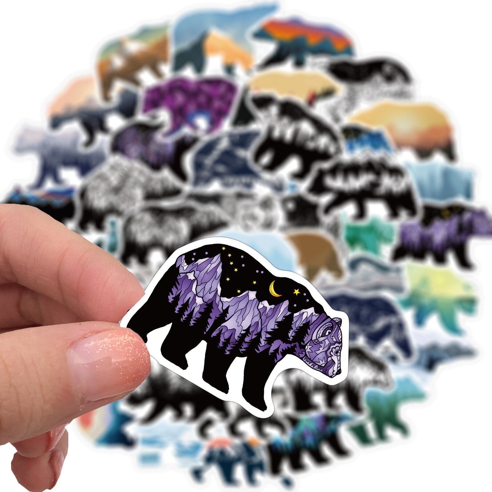 10/30/50 Stuks Mountain Top Kleur Grizzly Bear Graffiti Waterdichte Sticker Koffer Notebook Mobiele Telefoon Water Cup helmetwholesale