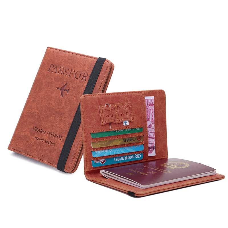 Women Men RFID Card Holder Multi-Function Vintage ID Bank Card bag PU Leather Wallet Case Travel Accessories