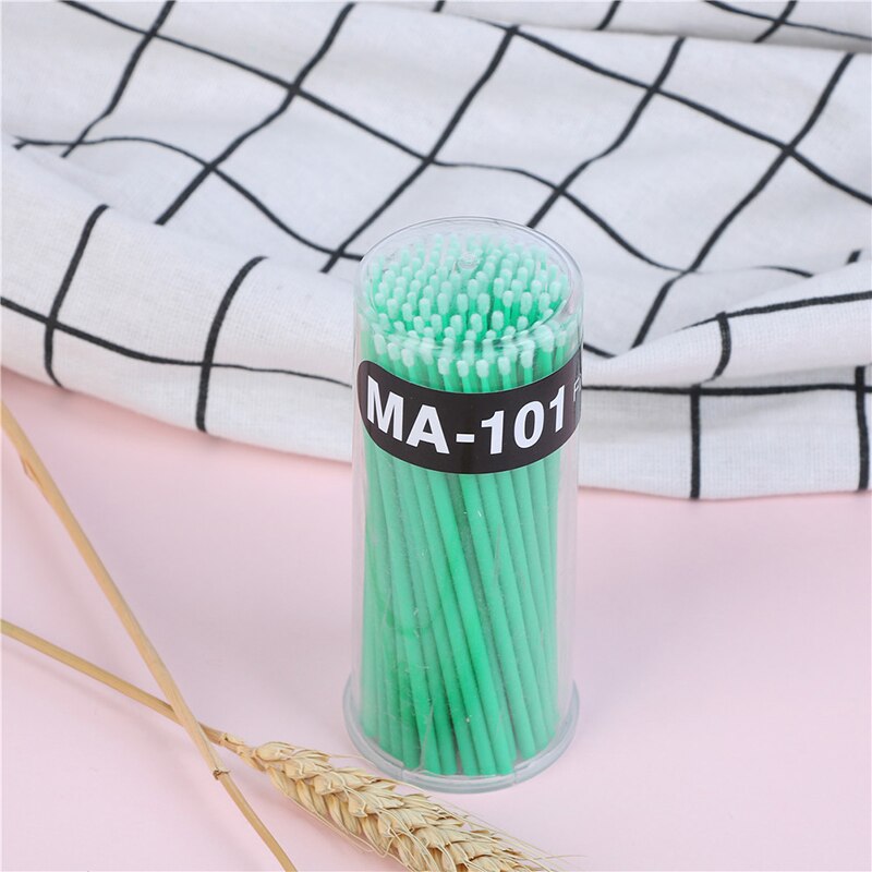 100 stuks kleurrijke wegwerpbare individuele verwijderstaafjes microborstel wimpermake-up wimperborstels make-up tools: Donkergroen medium