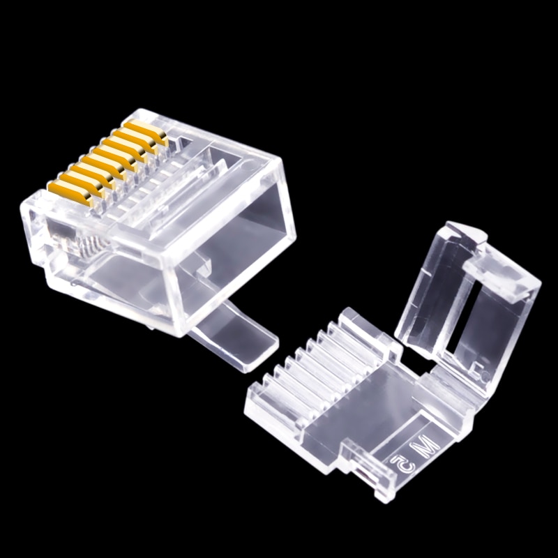 CNCOB Cat6 utp korte lichaam, twee stukken, platte kabel rj45 connector 8P8C modulaire netwerk connector Ethernet computer plug 50 stuks