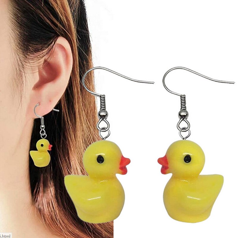 Coréia minimalista feminino presente pato brincos jóias por atacado moda super bonito pouco amarelo pato brincos